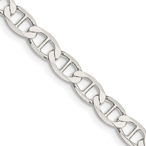 Kazi Luxury Sterling Silver 5.7mm Flat Anchor Chain